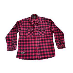 Vermont Flannel Co Shirt XXL 2XL Red Black Buffalo Plaid Heavy Lumberjack E25
